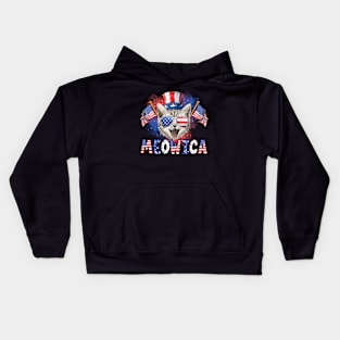 Meowica Cat American Flag Sunglusses 4th of July Men Women Kids Hoodie